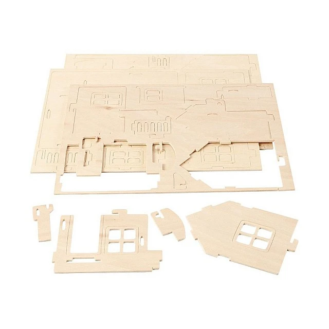 Creativ Company 3D House to assemble and decorate with terrace, 19 x 17.5 x 15 cm
