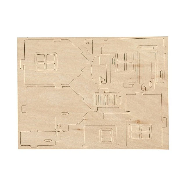 Creativ Company 3D House to assemble and decorate with terrace, 19 x 17.5 x 15 cm