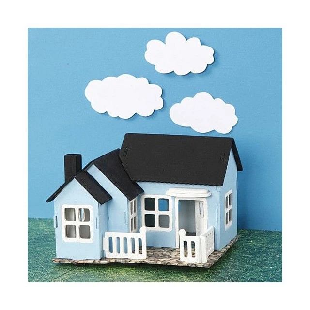 Creativ Company 3D House to assemble and decorate with terrace, 19 x 17.5 x 15 cm