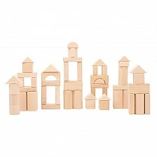 Small Foot wooden construction set in fabric bag, 50 pieces