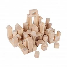 Small Foot wooden construction set in bag natural colour, 100 pieces