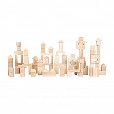 Small Foot wooden construction set in bag natural colour, 100 pieces