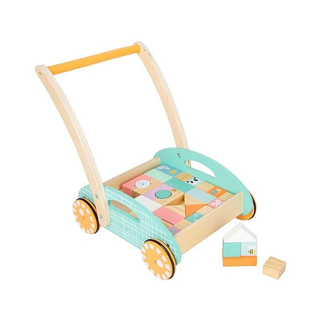 Small Foot wooden construction set with cart, 34 x 27 x 36 cm, 35 pieces