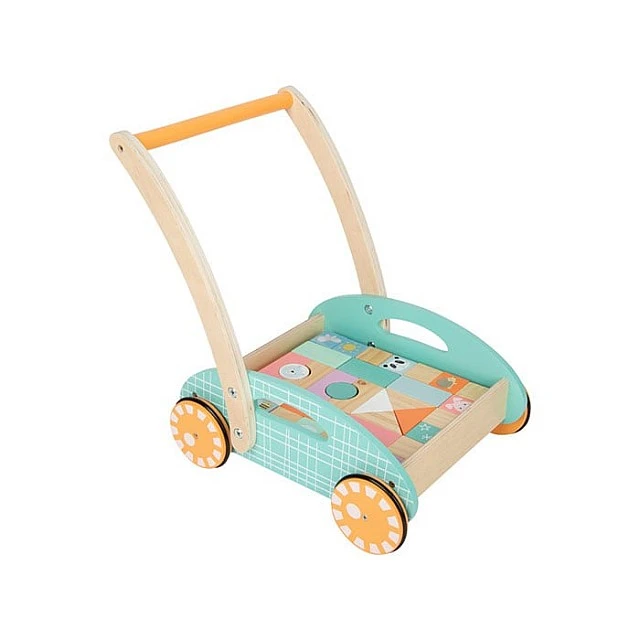 Small Foot wooden construction set with cart, 34 x 27 x 36 cm, 35 pieces