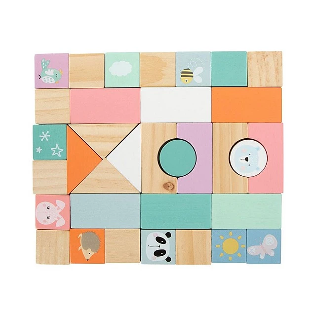 Small Foot wooden construction set with cart, 34 x 27 x 36 cm, 35 pieces