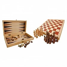 Small Foot Chess, backgammon and dice games, 3 in 1, in a wooden box