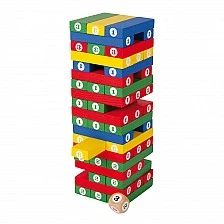 Small Foot Jenga game, colored, with numbers, 58 pieces