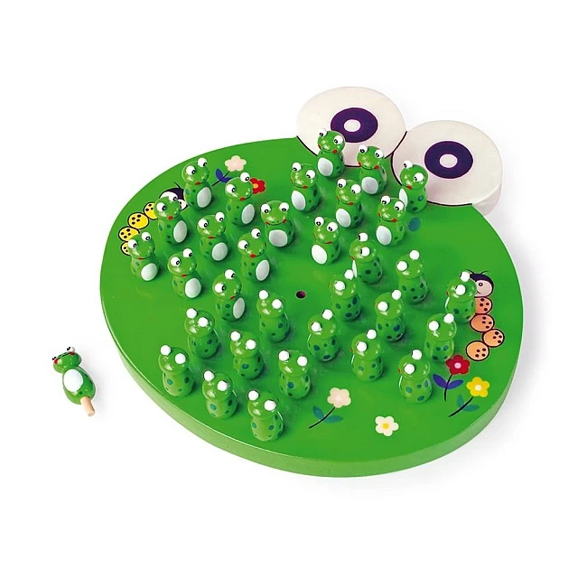 Small Foot Solitaire game Frog, wooden