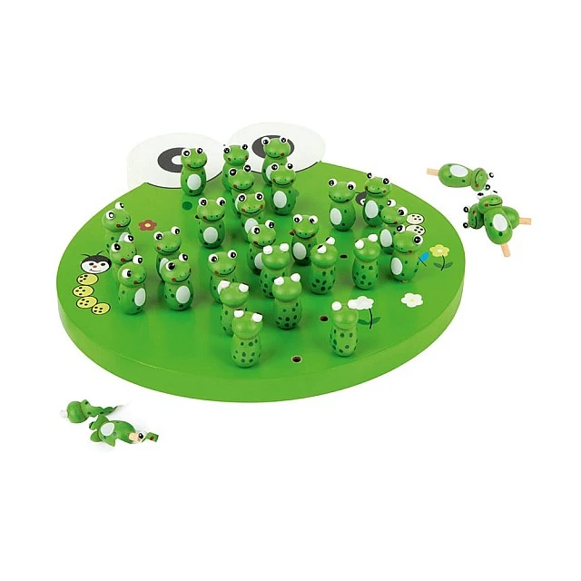 Small Foot Solitaire game Frog, wooden