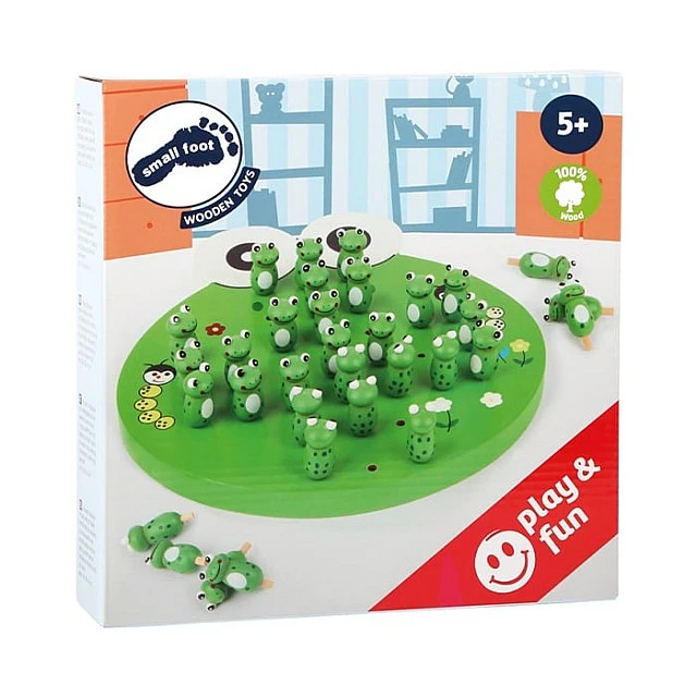 Small Foot Solitaire game Frog, wooden