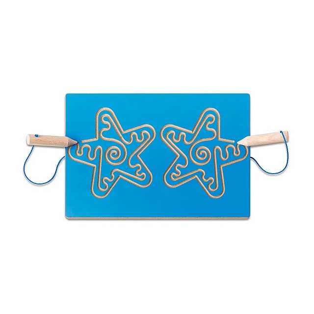 Nowa Szkola Graphomotor exercise board for 2 hands, stars, blue