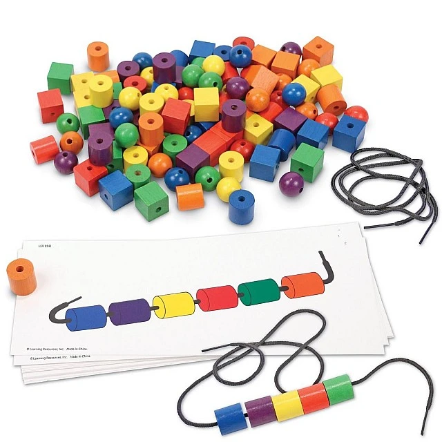Learning Resources String Beads, Wooden, 108 Count, with 20 active cards included