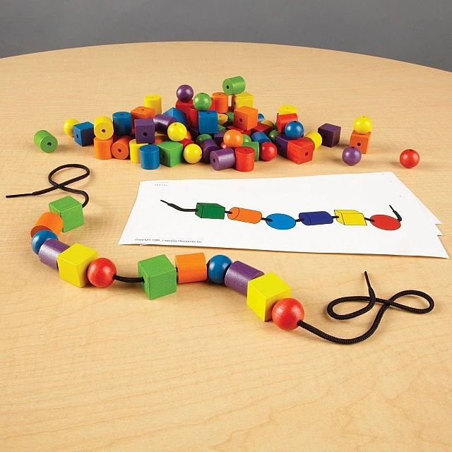 Learning Resources String Beads, Wooden, 108 Count, with 20 active cards included