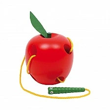 Small Foot wooden Apple and worm threading toy