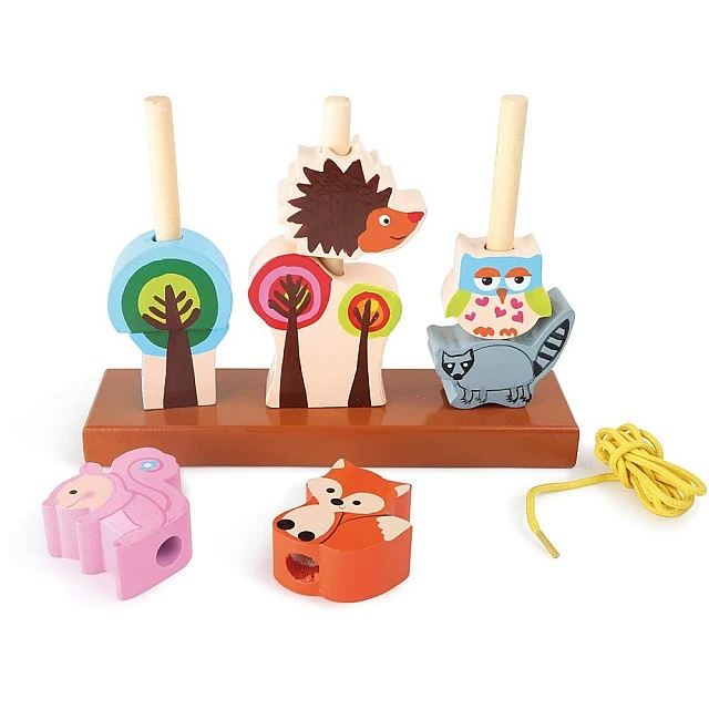 Small Foot Игра за нанизване Диви животни, 10 части