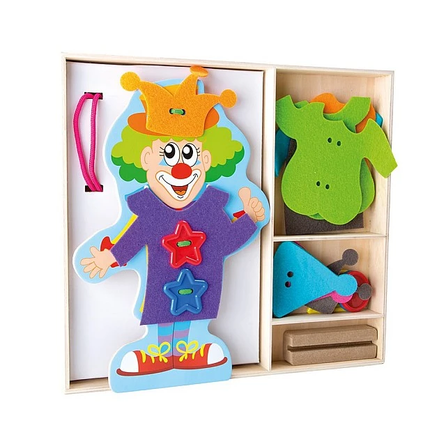 Small Foot Clown with clothes to string, 21 pieces