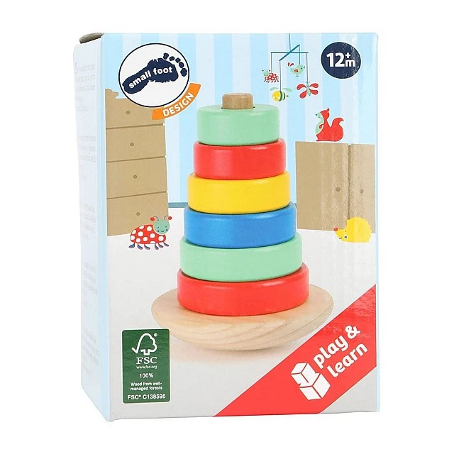 Small Foot stacking tower with wooden shapes