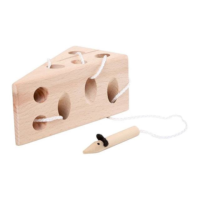 Small Foot String game Cheese with a mouse, wooden
