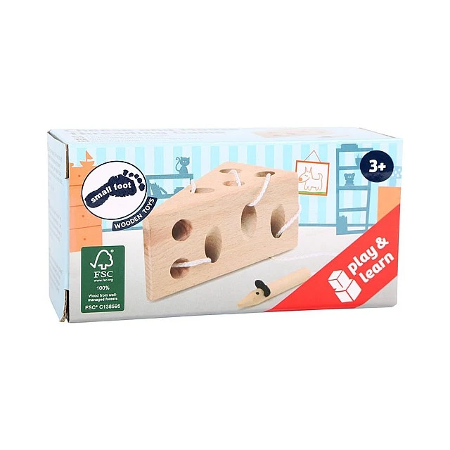 Small Foot String game Cheese with a mouse, wooden