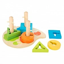 Small Foot threading maze puzzle assorted colours and shapes, 10 pieces