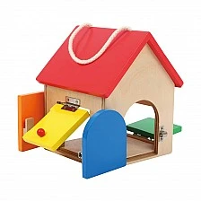 Small Foot wooden locking house, 13 x 13 x 17.5 cm