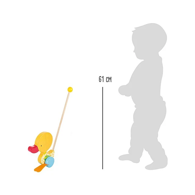 Small Foot Toy Duck, for pushing, wooden, 61 x 6.5 x 17 cm