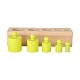 Small Foot Cylinders, wooden, colored, 15 x 16 x 3.5 cm