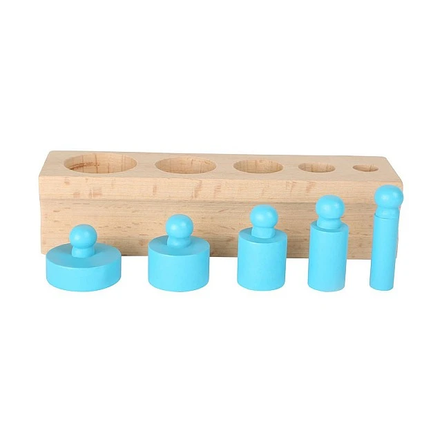 Small Foot Cylinders, wooden, colored, 15 x 16 x 3.5 cm