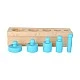 Small Foot Cylinders, wooden, colored, 15 x 16 x 3.5 cm