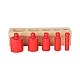 Small Foot Cylinders, wooden, colored, 15 x 16 x 3.5 cm