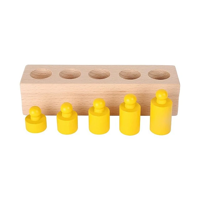 Small Foot Cylinders, wooden, colored, 15 x 16 x 3.5 cm