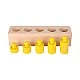 Small Foot Cylinders, wooden, colored, 15 x 16 x 3.5 cm