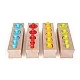 Small Foot Cylinders, wooden, colored, 15 x 16 x 3.5 cm