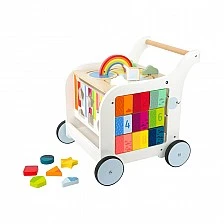 Small Foot walker didactic cube on wheels wooden, 42 x 39 x 42 cm