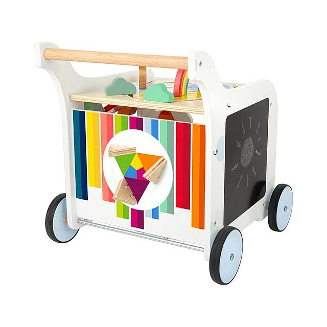 Small Foot walker didactic cube on wheels wooden, 42 x 39 x 42 cm