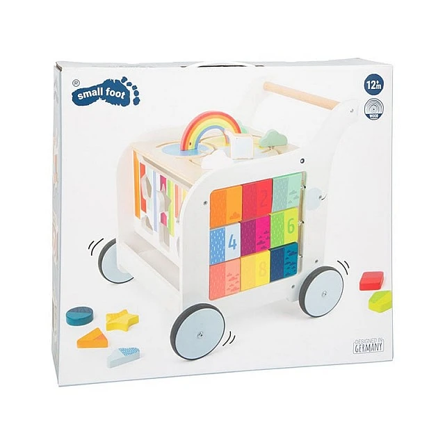 Small Foot walker didactic cube on wheels wooden, 42 x 39 x 42 cm