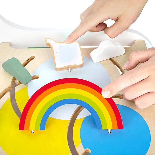 Small Foot walker didactic cube on wheels wooden, 42 x 39 x 42 cm