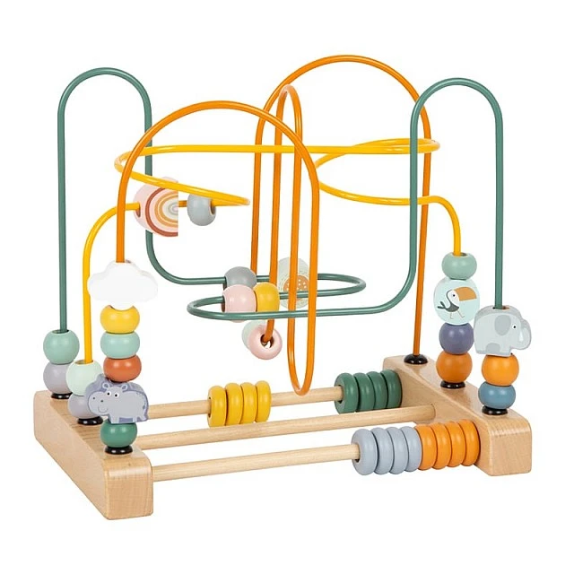 Small Foot Safari maze toy, wooden, with beads