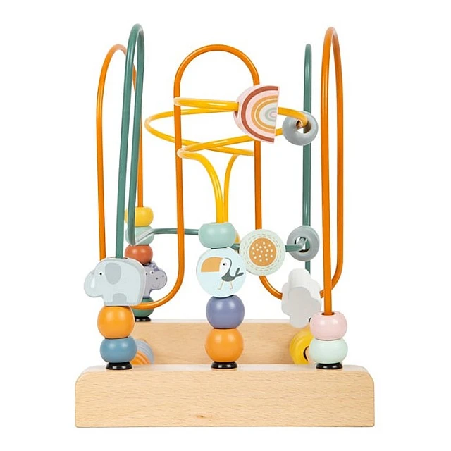 Small Foot Safari maze toy, wooden, with beads