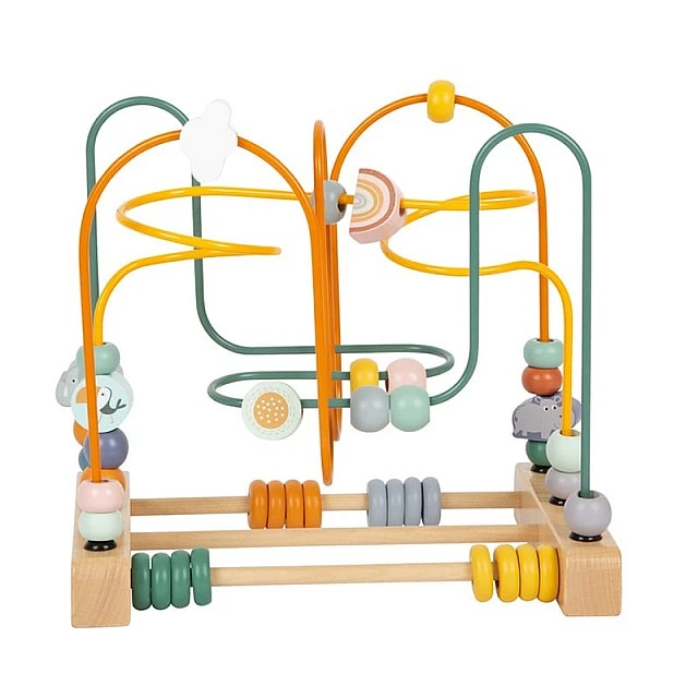 Small Foot Safari maze toy, wooden, with beads
