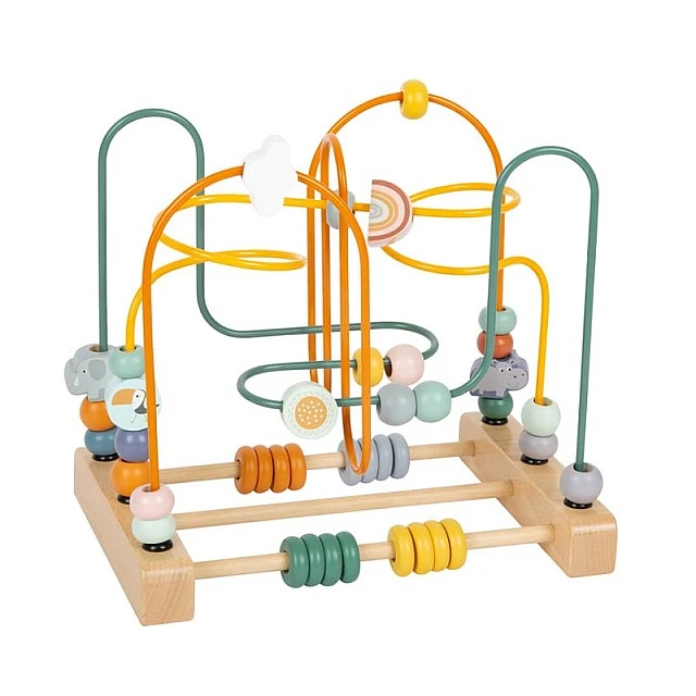 Small Foot Safari maze toy, wooden, with beads