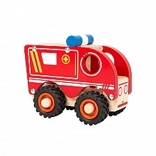 Small Foot wooden ambulance, 13 x 7 x 10 cm