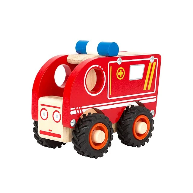 Small Foot wooden ambulance, 13 x 7 x 10 cm