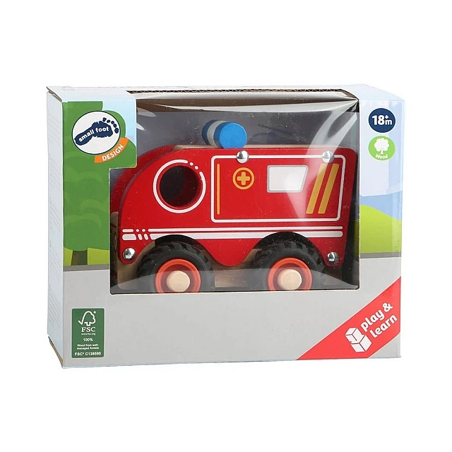 Small Foot wooden ambulance, 13 x 7 x 10 cm