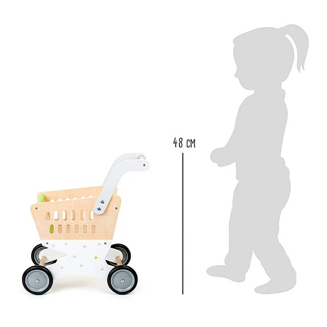 Small Foot wooden children’s shopping trolley, 41 x 29 x 48 cm