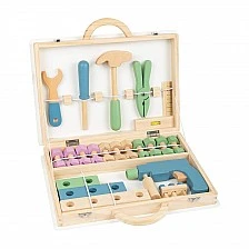 Small Foot Tool case, children’s, wooden, 43 pieces