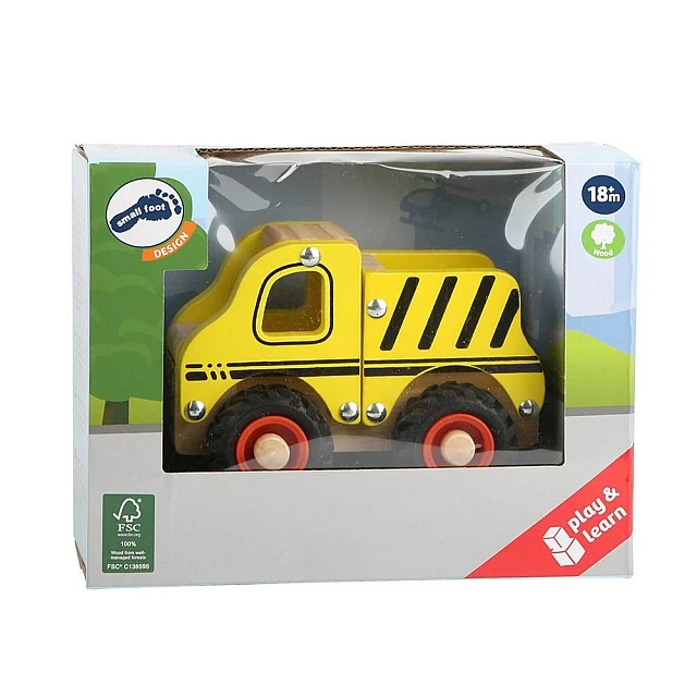 Small Foot wooden truck yellow, 13 x 7 x 10 cm