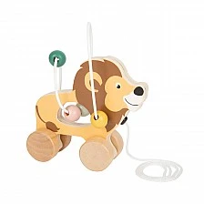 Small Foot wooden pull-along Lion with spiral Safari
