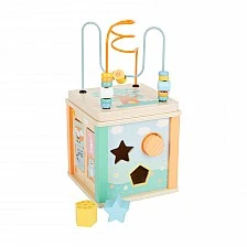Small Foot wooden multi-activity cube pastel colours