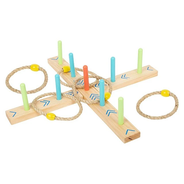 Small Foot Goal Throwing Game, with Rings, Wooden